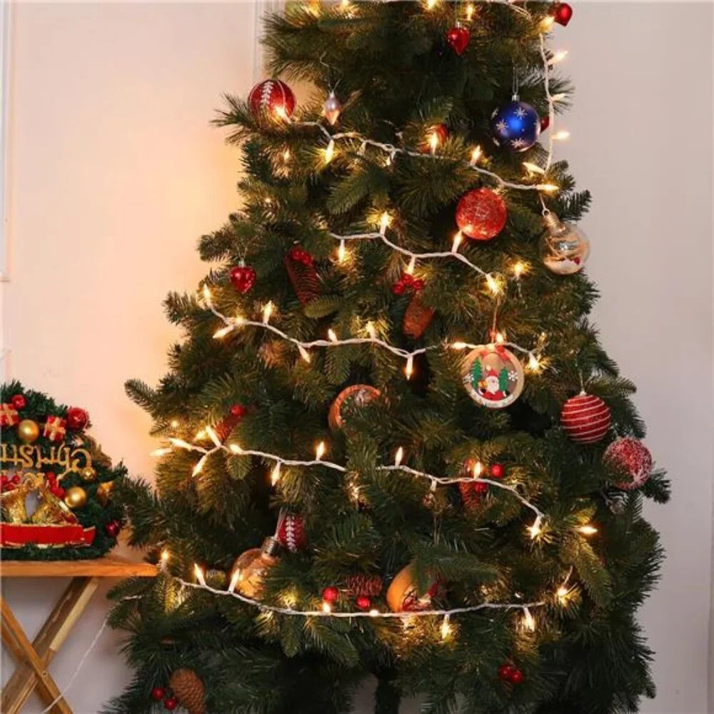 Christmas String Lights 100 Count Warm White Clear Wire Indoor Outdoor Decor